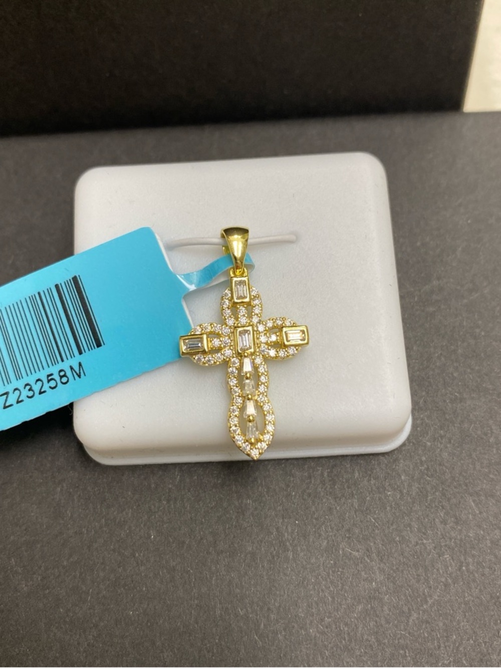 Gold Over Silver Moissanite Cross Pendant